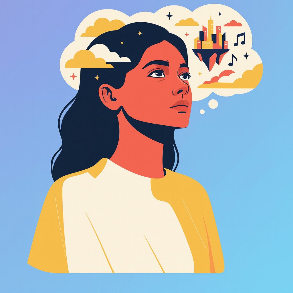 Illustration of a girl peacefully dreaming